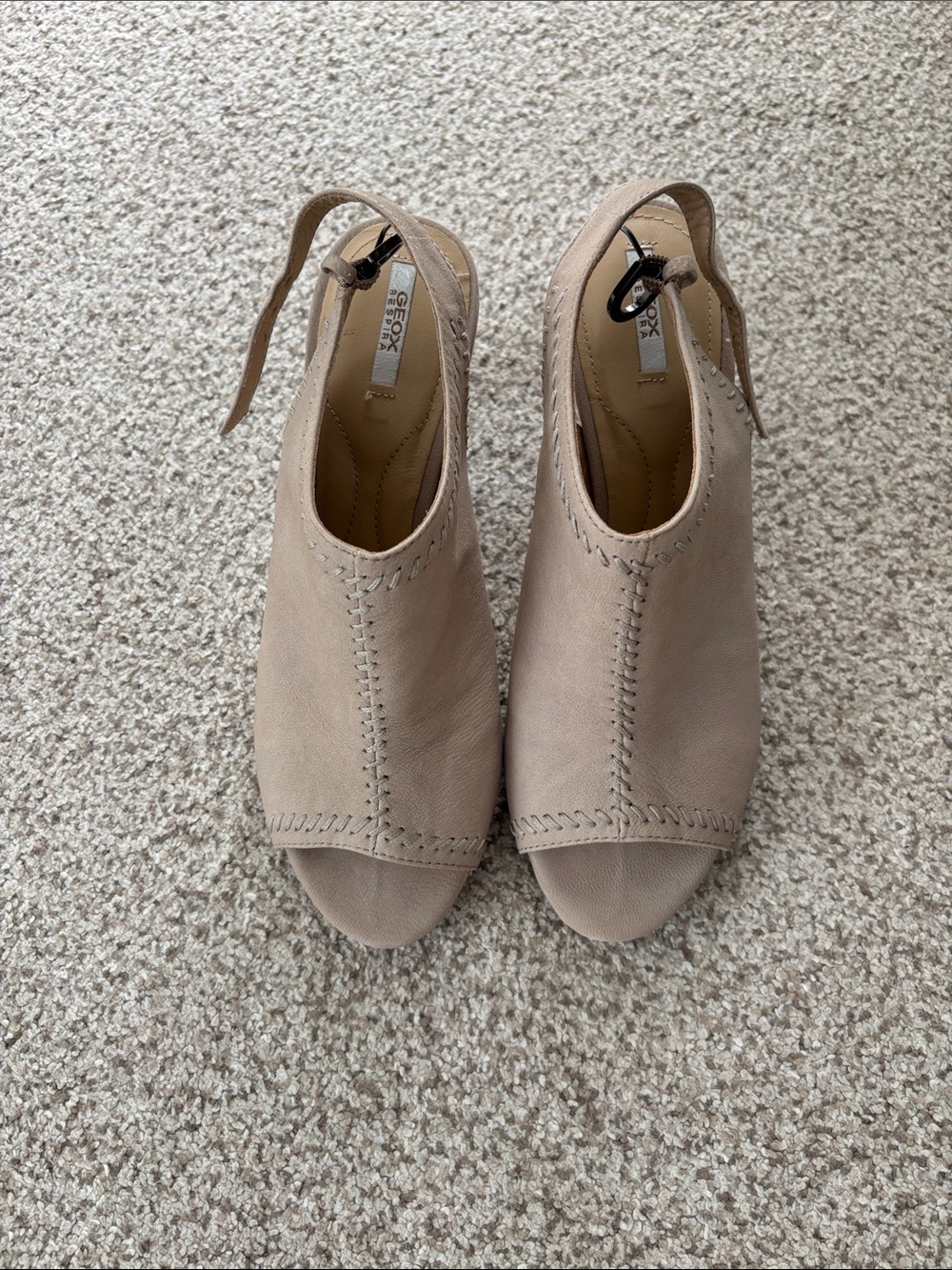 Geox Women's Taupe Open-Toe Slingback Heels